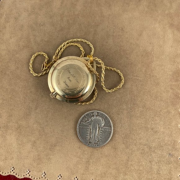 Vintage Bulova Pendant or pocket Watch in 10K rolled gold Working 1965 M5 - Picture 7 of 8